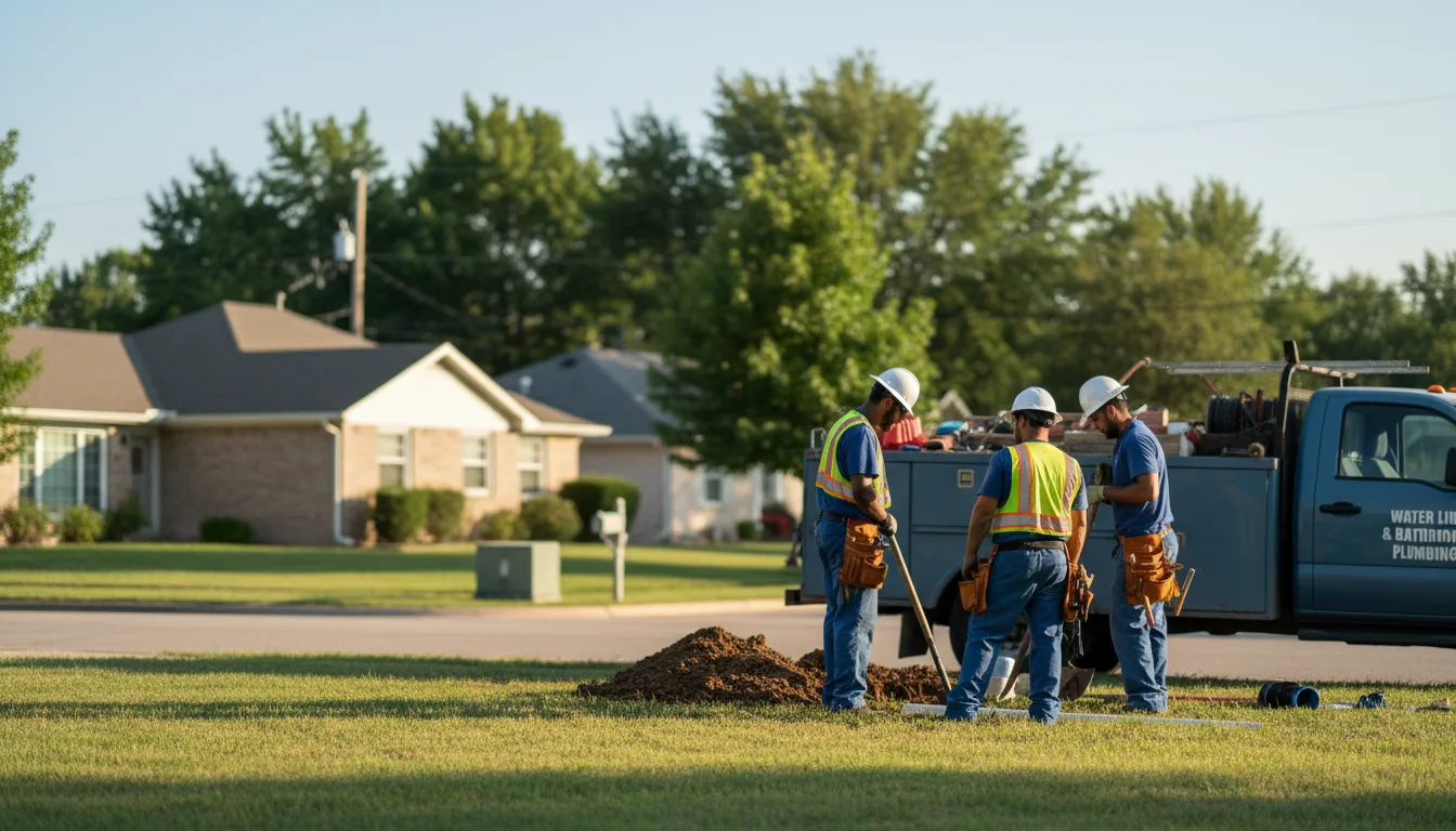 Residential water line and bathroom plumbing service in Yale, IL